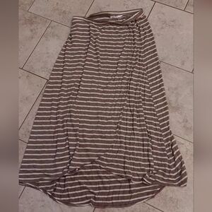 Max Studio Taupe and Cream Striped Maxi Skirt